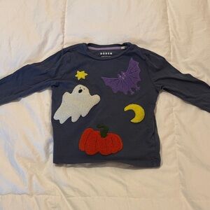 Boden Kids Navy Long Sleeve Tee with Halloween Motifs